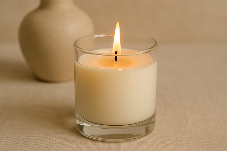 Velas con vaso de cristal